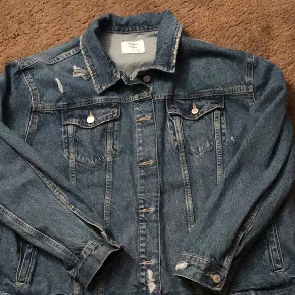 OLD NAVY BOYFRIEND DISTRESSED DENIM JACKET, XL, nearly new. - Picture 2 of 7